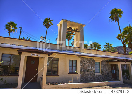 Student Group Desert Study Center Main Building with Bell Tower Palm Trees, Guests of the Desert Study Center Student Group Desert Study Center Main Building with Bell Tower Palm Trees, Guests of the Desert Study Center 142879320