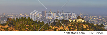 Griffith Observatory Los Angeles Skyline and Griffith Park Panorama at Golden Hour Griffith Observatory Los Angeles Skyline and Griffith Park Panorama at Golden Hour 142879503