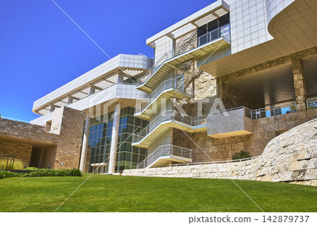 Modern Getty Center Architecture Exterior Staircase and Green Landscape Los Angeles Modern Getty Center Architecture Exterior Staircase and Green Landscape Los Angeles 142879737