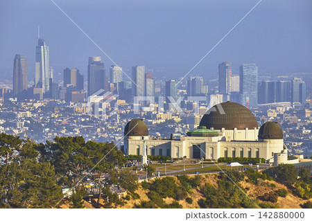 Griffith Observatory and Los Angeles Skyline with Griffith Park Trees Griffith Observatory and Los Angeles Skyline with Griffith Park Trees 142880000