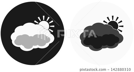 Icon illustration set of clouds and sun with a circular background / Illustration material for sunny then cloudy weather Icon illustration set of clouds and sun with a circular background / Illustration material for sunny then cloudy weather 142880310