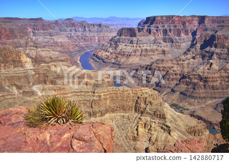 Grand Canyon West Colorado River Dramatic Rock Formations Arizona Landscape Grand Canyon West Colorado River Dramatic Rock Formations Arizona Landscape 142880717