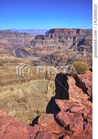 Grand Canyon West Arizona Red Rock Cliffs and Colorado River Scenic Overlook Grand Canyon West Arizona Red Rock Cliffs and Colorado River Scenic Overlook 142880810