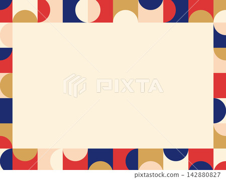 70s-style retro-pop geometric pattern frame material design: red and navy 70s-style retro-pop geometric pattern frame material design: red and navy 142880827