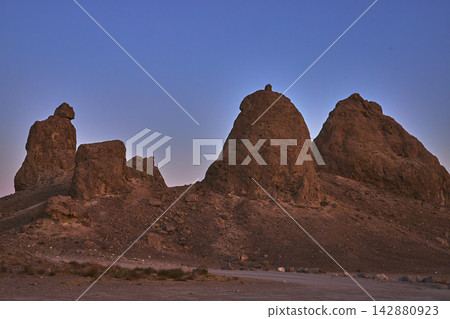 Trona Pinnacles Desert Spires at Dusk in California Landscape Trona Pinnacles Desert Spires at Dusk in California Landscape 142880923