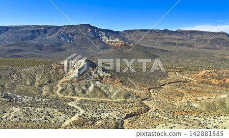 Aerial Arizona Strip Desert Landscape Rugged Hills and Expansive Mesas Aerial Arizona Strip Desert Landscape Rugged Hills and Expansive Mesas 142881885
