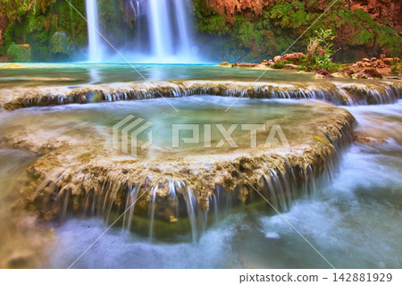Havasu Falls Turquoise Waterfall and Travertine Pools in Lush Arizona Canyon Havasu Falls Turquoise Waterfall and Travertine Pools in Lush Arizona Canyon 142881929