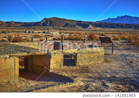St Thomas Ghost Town Ruins Desert Landscape and Mountains Nevada St Thomas Ghost Town Ruins Desert Landscape and Mountains Nevada 142881983