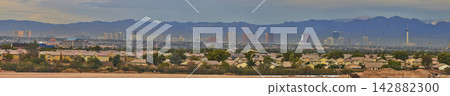 Panorama Las Vegas Strip Skyline Suburban Neighborhood and Mountains Nevada Panorama Las Vegas Strip Skyline Suburban Neighborhood and Mountains Nevada 142882300
