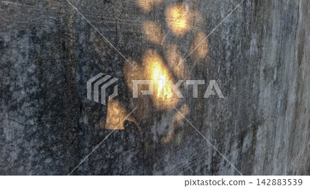 Warm Sunlight Dappled Shadows on Weathered Wall Warm Sunlight Dappled Shadows on Weathered Wall 142883539