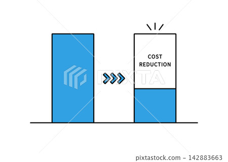 A bar graph illustrating cost reduction. 142883663