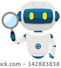 AI Agent: An image illustration of an AI robot conducting research. 142883838