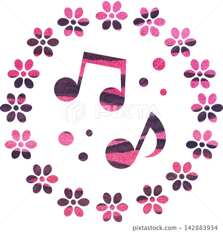 An illustration of a musical note icon with a beautiful watercolor pattern. An illustration of a musical note icon with a beautiful watercolor pattern. 142883934
