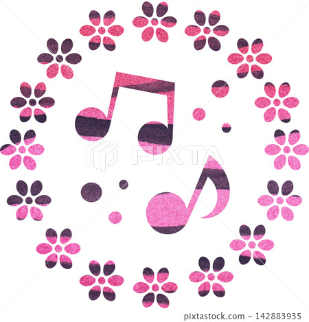An illustration of a musical note icon with a beautiful watercolor pattern. An illustration of a musical note icon with a beautiful watercolor pattern. 142883935