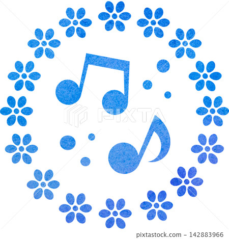 An illustration of a musical note icon with a beautiful watercolor pattern. An illustration of a musical note icon with a beautiful watercolor pattern. 142883966