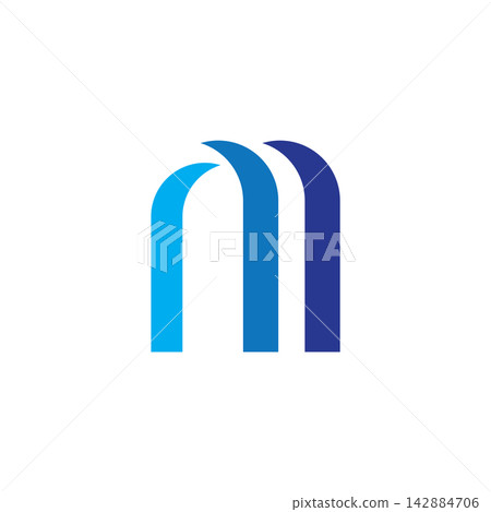 Letter M Blue Arch Corporate logo Letter M Blue Arch Corporate logo 142884706