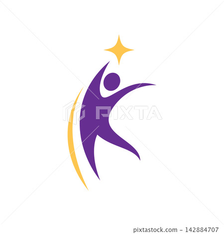 Active Human Reaching Star Success logo Active Human Reaching Star Success logo 142884707