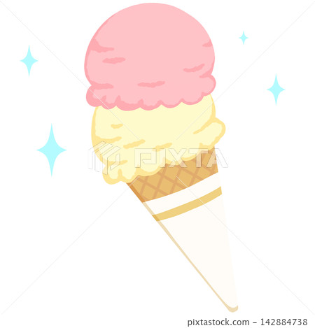 Illustration of a two-scoop ice cream cone Illustration of a two-scoop ice cream cone 142884738