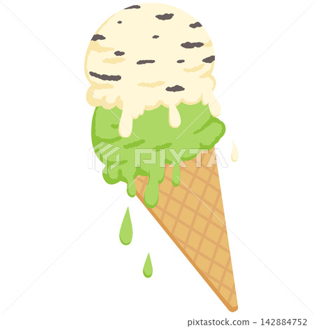 Illustration of a two-scoop ice cream cone Illustration of a two-scoop ice cream cone 142884752