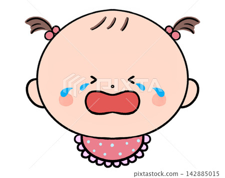 Illustration of a crying baby girl Illustration of a crying baby girl 142885015