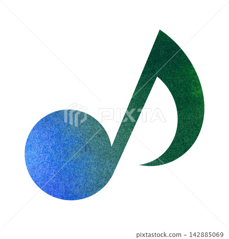 Beautiful watercolor illustration of an eighth note image 142885069