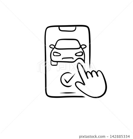 Smartphone Mobile App for EV Car Sharing and Booking Line Art Icon Smartphone Mobile App for EV Car Sharing and Booking Line Art Icon 142885334
