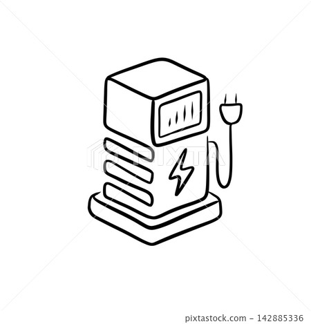 3D Isometric EV Charging Station Terminal Line Art Icon 3D Isometric EV Charging Station Terminal Line Art Icon 142885336