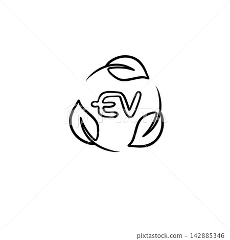 EV Eco Friendly Leaf Recycle Symbol Line Art Icon EV Eco Friendly Leaf Recycle Symbol Line Art Icon 142885346