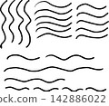 Hand-drawn wavy line patterns and curved texture materials 142886022