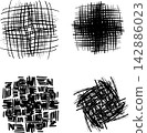 Hand-drawn crosshatch and brush texture material set 142886023