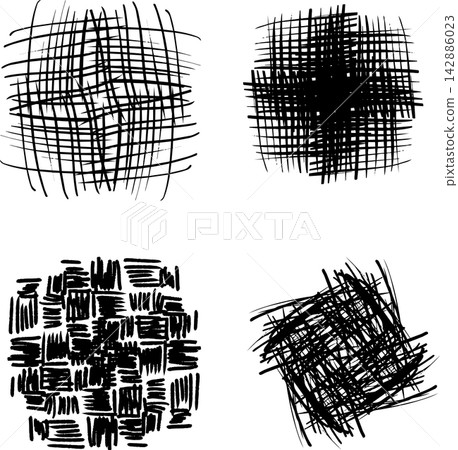 Hand-drawn crosshatch and brush texture material set Hand-drawn crosshatch and brush texture material set 142886023