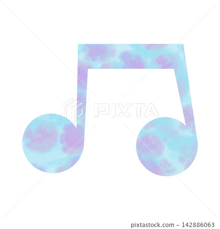 An illustration of a musical note icon with a beautiful watercolor pattern. An illustration of a musical note icon with a beautiful watercolor pattern. 142886063