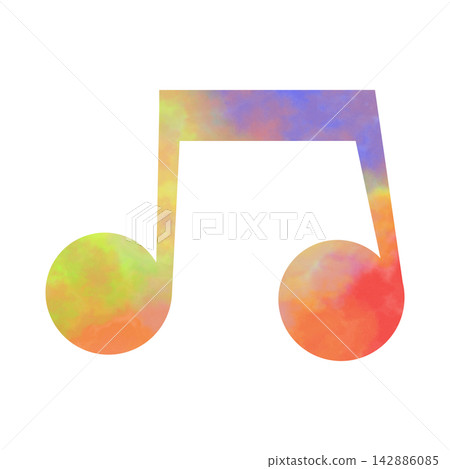An illustration of a musical note icon with a beautiful watercolor pattern. An illustration of a musical note icon with a beautiful watercolor pattern. 142886085