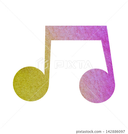 An illustration of a musical note icon with a beautiful watercolor pattern. 142886097