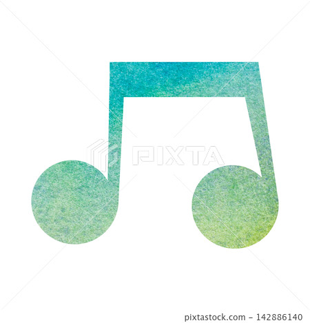 An illustration of a musical note icon with a beautiful watercolor pattern. 142886140