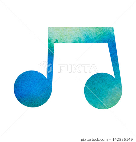 An illustration of a musical note icon with a beautiful watercolor pattern. An illustration of a musical note icon with a beautiful watercolor pattern. 142886149