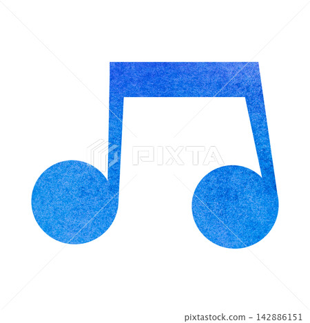An illustration of a musical note icon with a beautiful watercolor pattern. 142886151