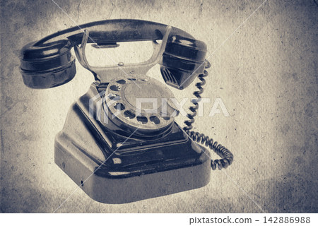 Old grunge vintage Dial Phone on white isolated Old grunge vintage Dial Phone on white isolated 142886988