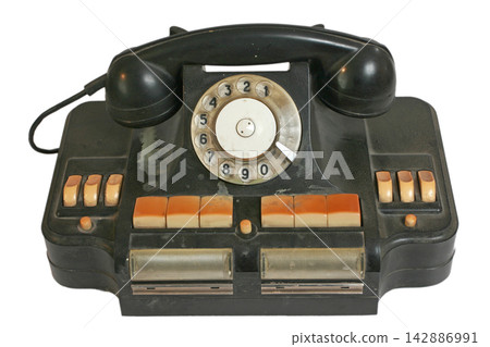 Old grunge vintage Dial Phone on white isolated 142886991