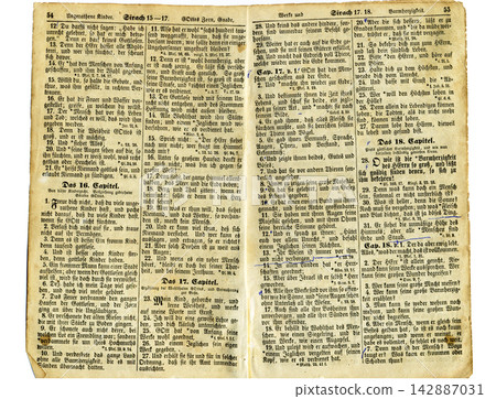 Old antique vintage open book on white Old antique vintage open book on white 142887031