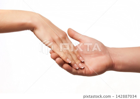 Hand gesture isolated on white. Hand gesture isolated on white. 142887034