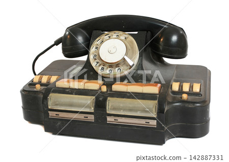 Old grunge vintage Dial Phone on white isolated Old grunge vintage Dial Phone on white isolated 142887331
