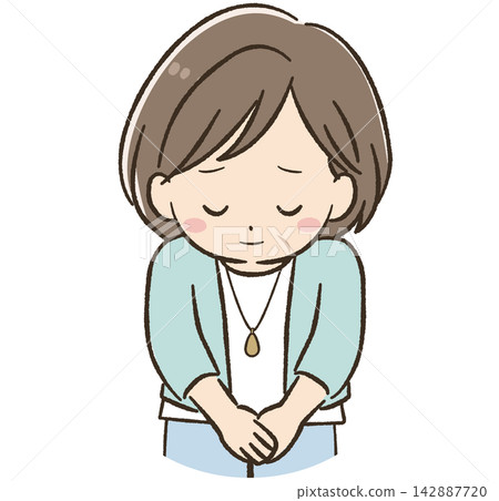 Daily life and communication materials for women in their 50s: Bowing Daily life and communication materials for women in their 50s: Bowing 142887720