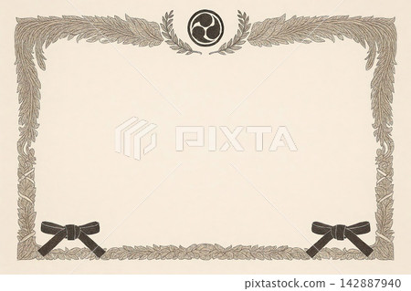 Certificate dan grade diplom karate. Old vintage paper, with frame texture background art design. Certificate dan grade diplom karate. Old vintage paper, with frame texture background art design. 142887940
