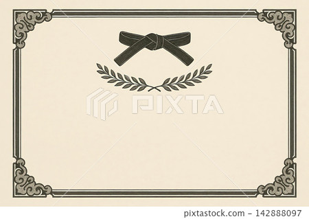 Certificate dan grade diplom karate. Old vintage paper, with frame texture background art design. Certificate dan grade diplom karate. Old vintage paper, with frame texture background art design. 142888097