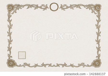 Certificate dan grade diplom karate. Old vintage paper, with frame texture background art design. 142888137