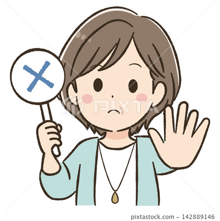Daily life and communication material for a woman in her 50s: Upper body - Incorrect Daily life and communication material for a woman in her 50s: Upper body - Incorrect 142889146