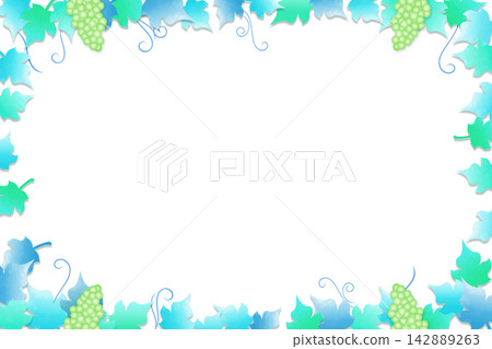 Background illustration of grapes and grape leaves, seasonal image 142889263