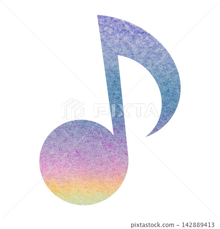 Beautiful watercolor illustration of an eighth note image 142889413
