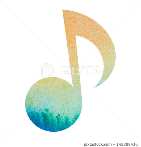 Beautiful watercolor illustration of an eighth note image Beautiful watercolor illustration of an eighth note image 142889430